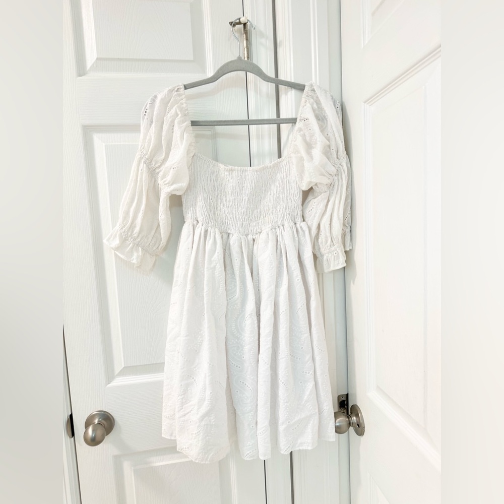 Revolve Misa Los Angeles Zadie dress mini puff sleeve size medium white eyelet - Picture 2 of 6